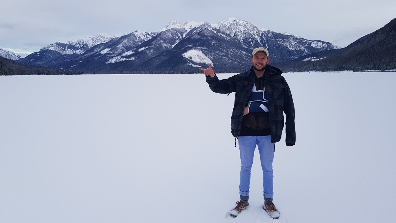 Image overlooking a snow covered lake